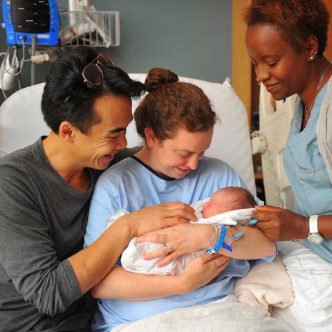Parents with newborn baby at St Pauls Hospital